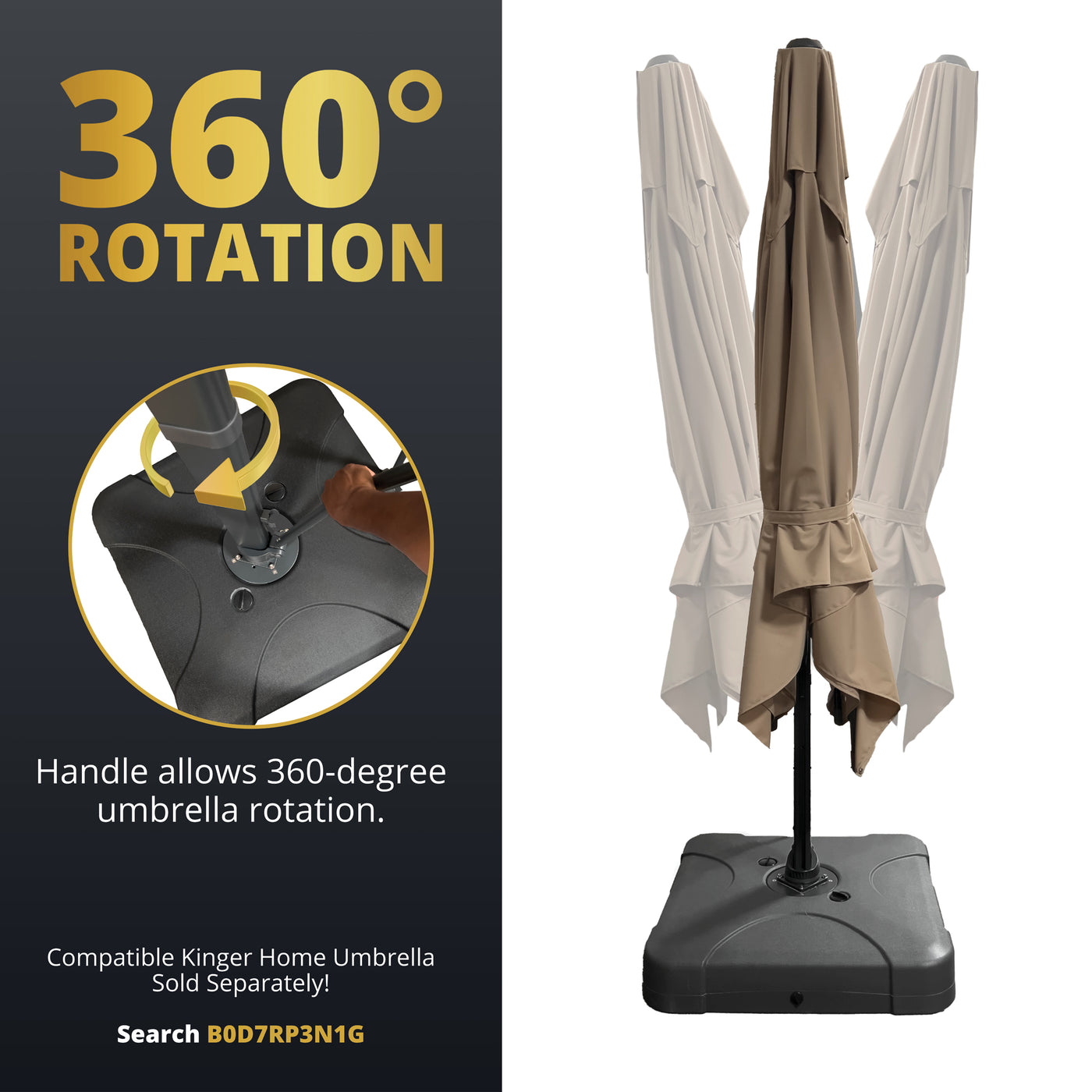 cantilever offset patio umbrella stand Kinger Home Cantilever Patio Umbrella Base, 38.9" x 38.9" Offset Umbrella Stand for Sand and Water, Square Base for Cantilever Umbrella
