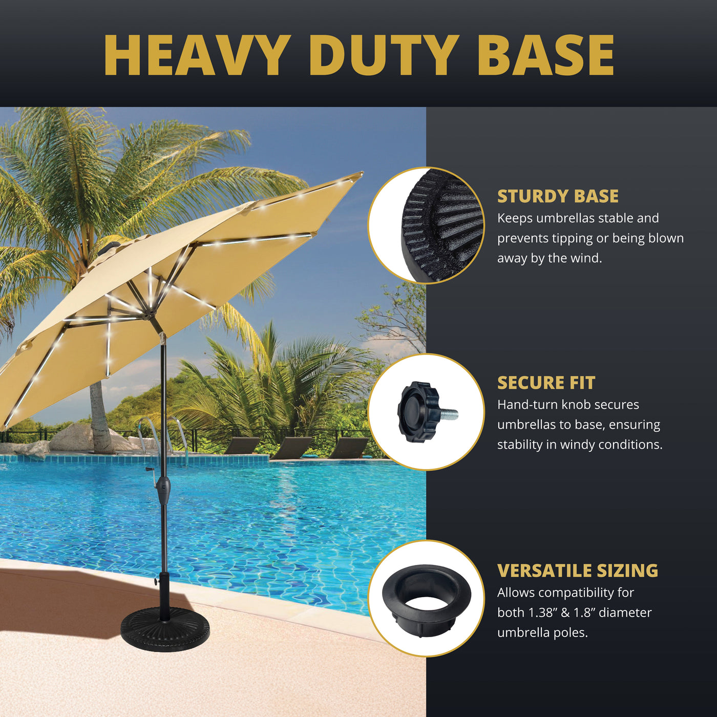 30 lb patio umbrella base Stella 19.5" 30 lb Heavy Duty Round Umbrella Base for Patio – Kinger Home
