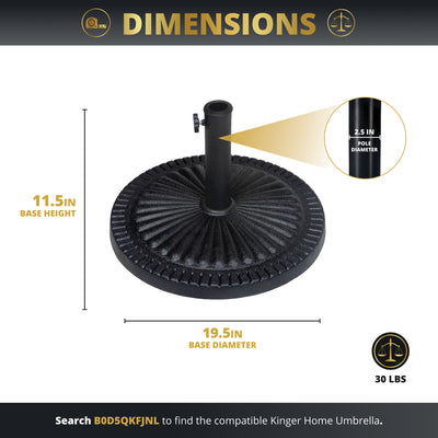 Stella 19.5" 30 lb Heavy Duty Round Umbrella Base for Patio