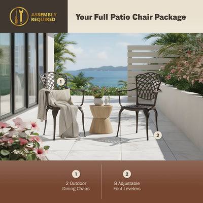 Arden 2-Piece Outdoor Dining Chair Set for Patio