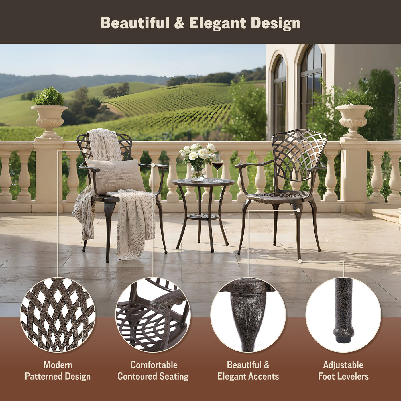 Arden 2-Piece Outdoor Dining Chair Set for Patio