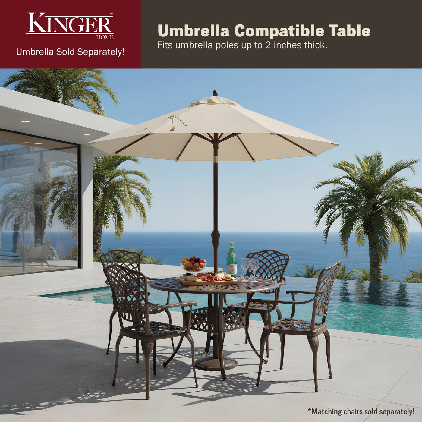 Arden 41" Round Outdoor Dining Table for Patio