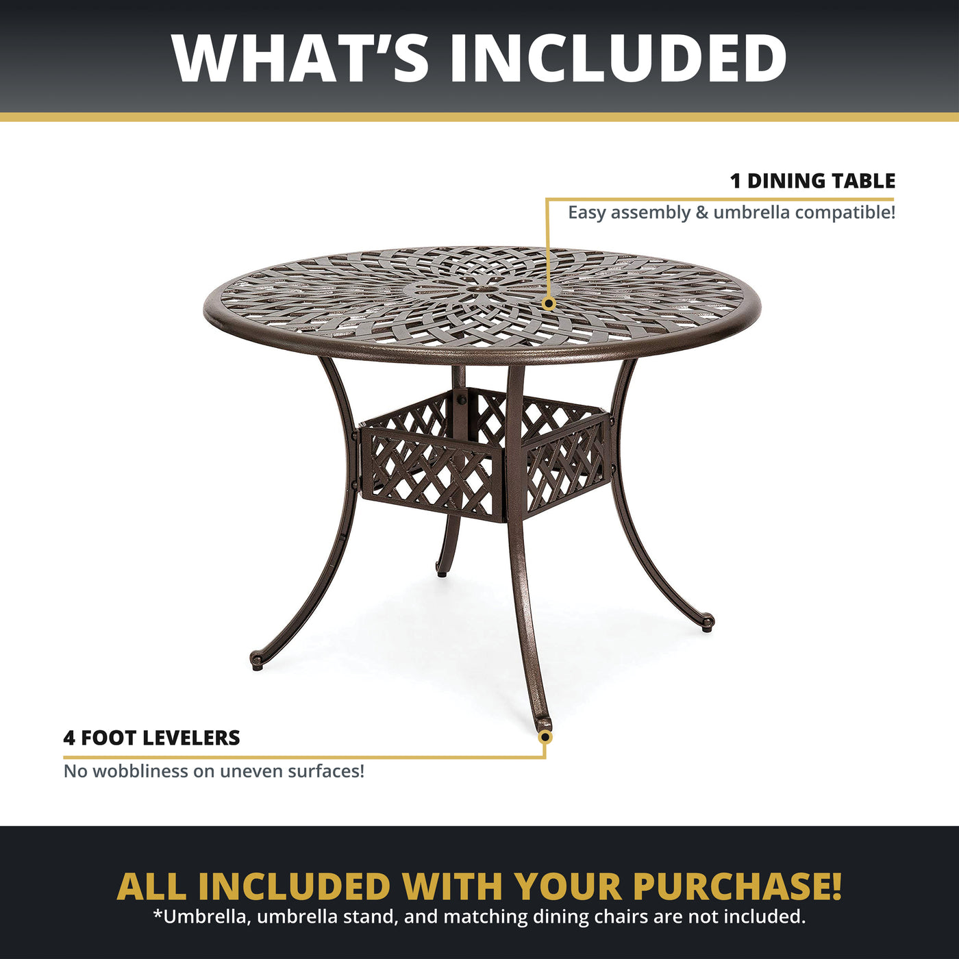 Arden 41" Round Outdoor Dining Table for Patio
