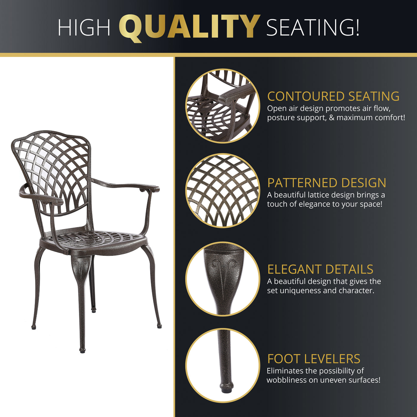 Arden 2-Piece Outdoor Dining Chair Set for Patio