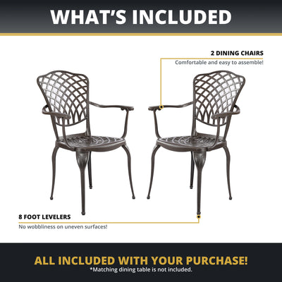 Arden 2-Piece Outdoor Dining Chair Set for Patio
