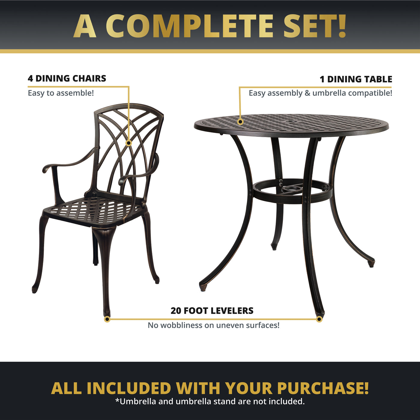 Lily 5-Piece Outdoor Dining Set for Patio