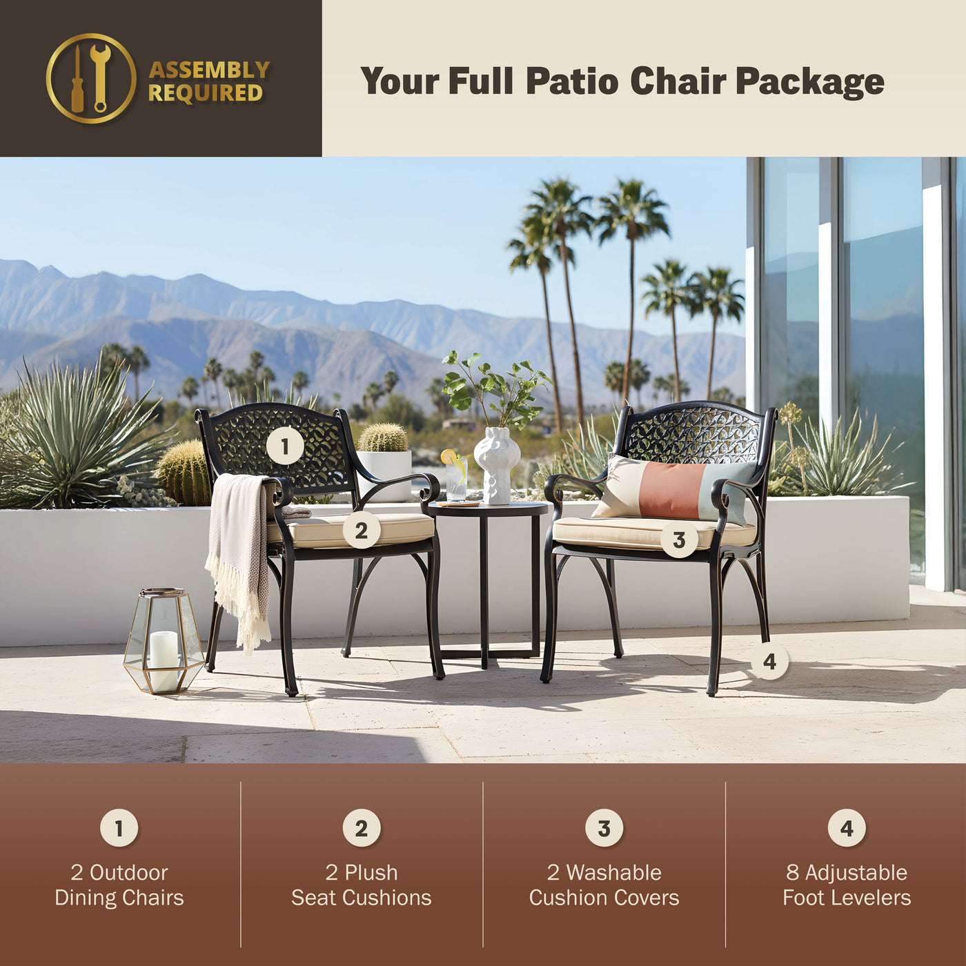 Harmon 2-Piece Outdoor Dining Chair Set for Patio