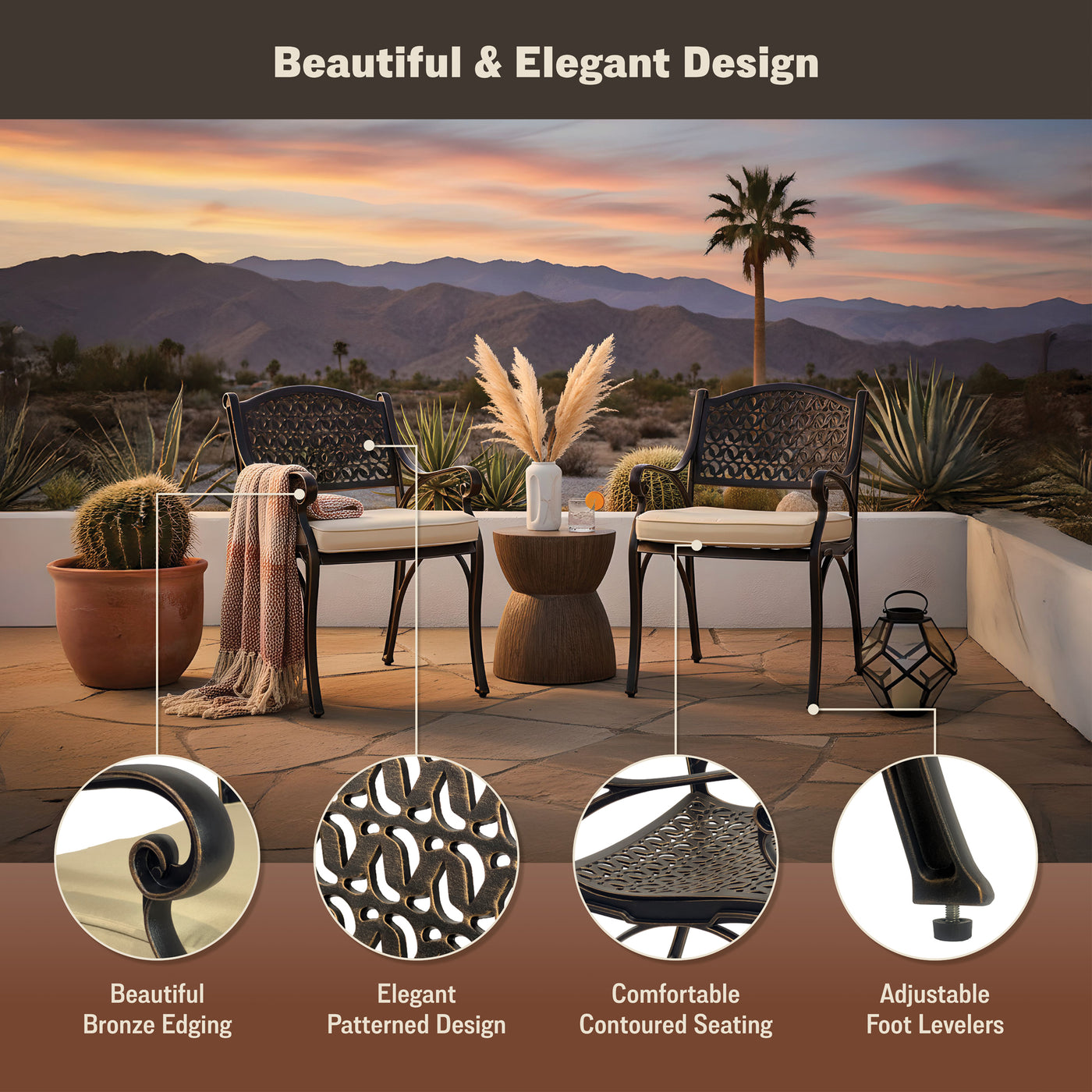 Harmon 2-Piece Outdoor Dining Chair Set for Patio