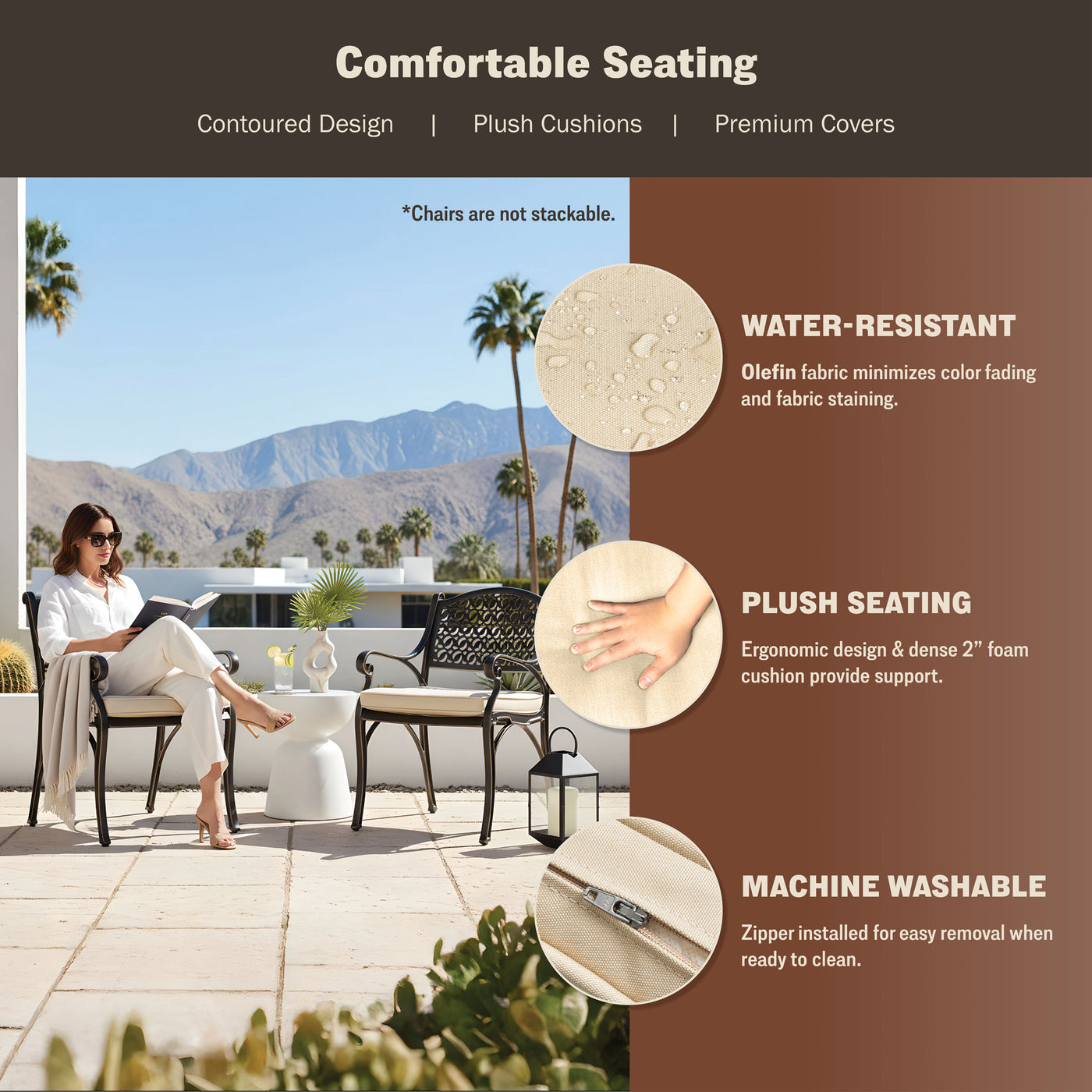 Harmon 2-Piece Outdoor Dining Chair Set for Patio