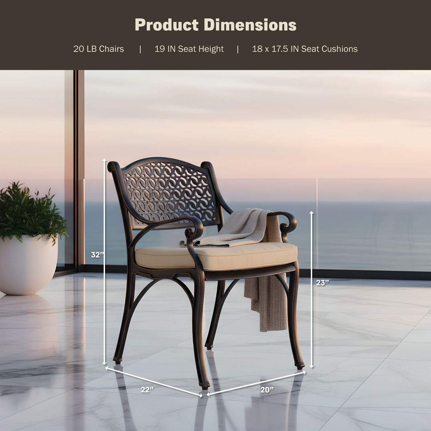 Harmon 2-Piece Outdoor Dining Chair Set for Patio