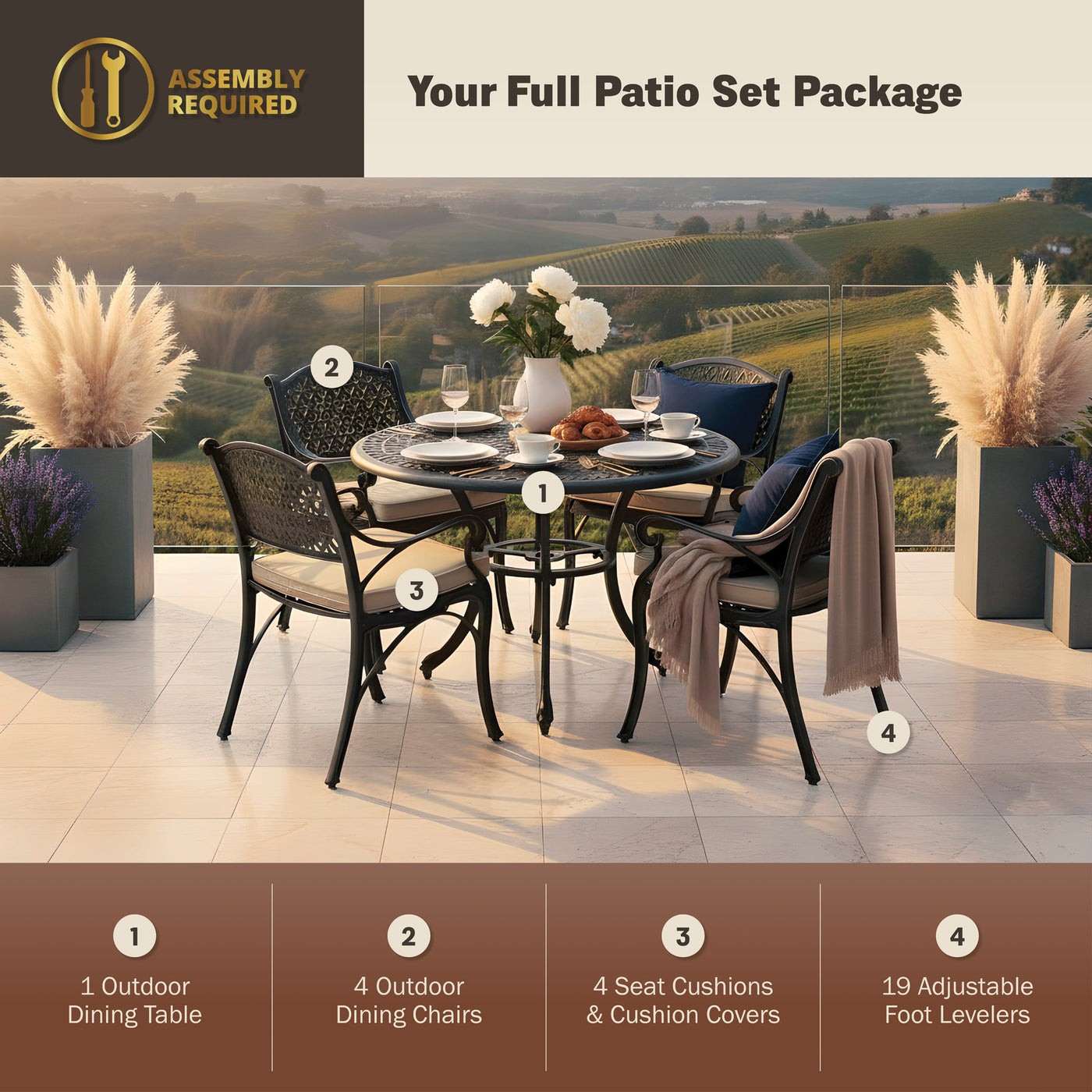 Harmon 5PC Outdoor Dining Set