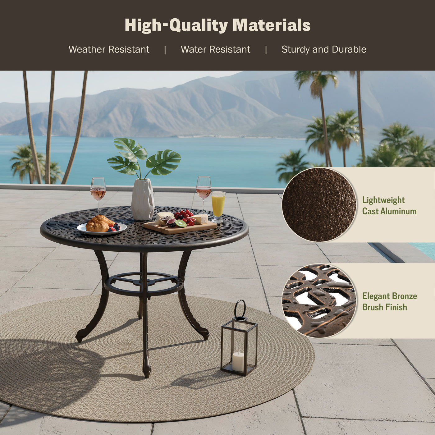 Harmon 41" Round Outdoor Dining Table for Patio