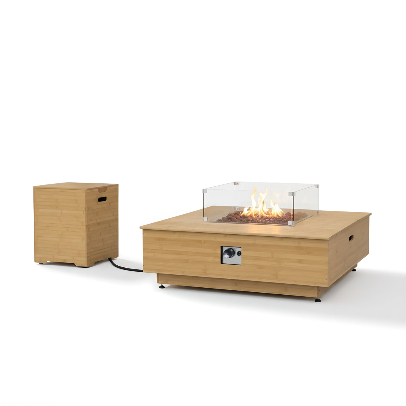 Harmony 43-Inch Bamboo Fire Pit Coffee Table & Side Table Set