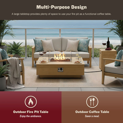 Harmony 43-Inch Bamboo Fire Pit Coffee Table & Side Table Set