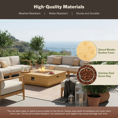 Harmony 43-Inch Bamboo Fire Pit Coffee Table