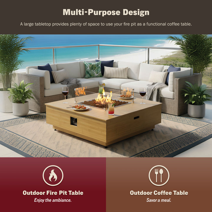 Harmony 43-Inch Bamboo Fire Pit Coffee Table – Kinger Home