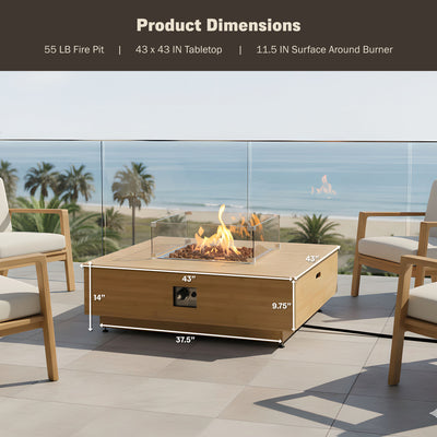 Harmony 43-Inch Bamboo Fire Pit Coffee Table