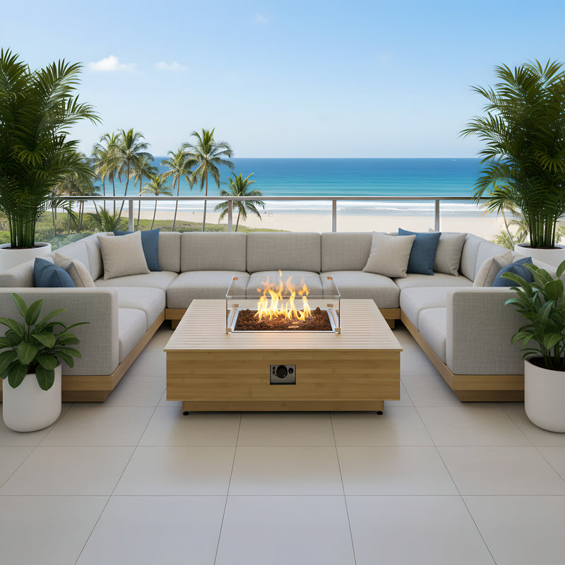 Harmony 43-Inch Bamboo Fire Pit Coffee Table