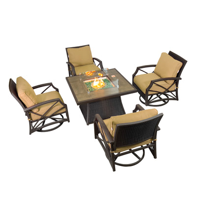 Elio 5-Piece Outdoor Fire Pit Table Set for Patio