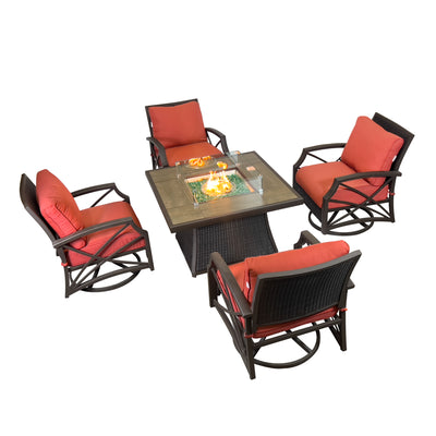 Elio 5-Piece Outdoor Fire Pit Table Set for Patio