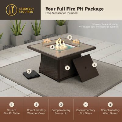Elio 42" Outdoor Fire Pit Table for Patio