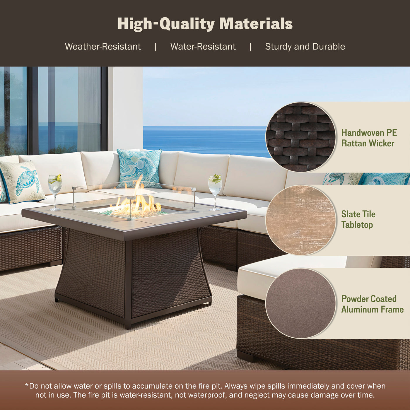 Elio 42" Outdoor Fire Pit Table for Patio