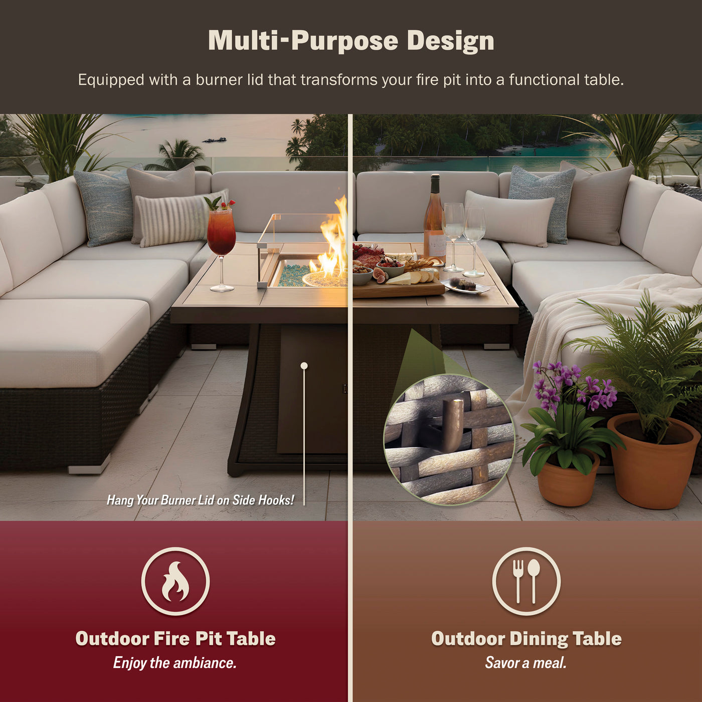 Elio 42" Outdoor Fire Pit Table for Patio