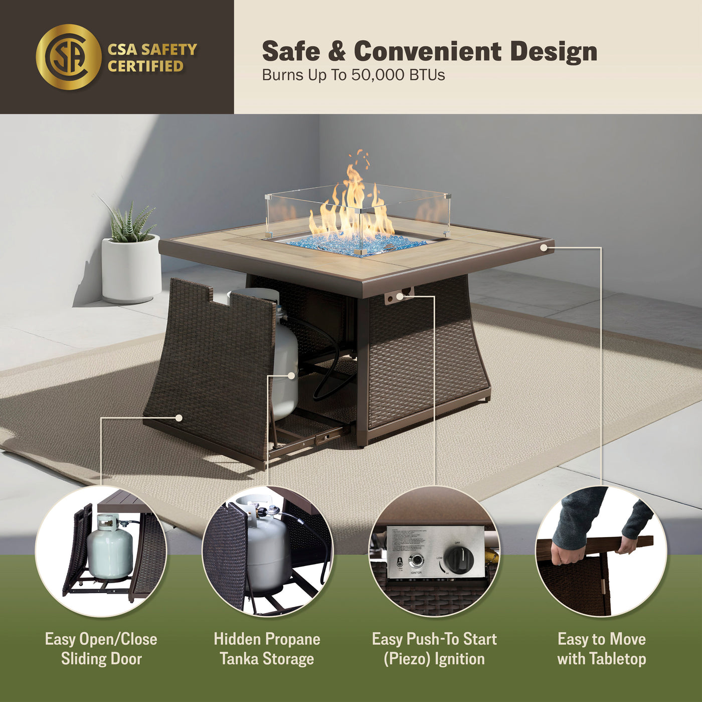 Elio 42" Outdoor Fire Pit Table for Patio
