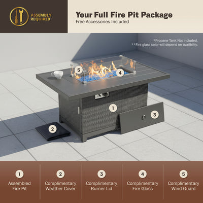 Novi 52" Outdoor Propane Fire Pit Table For Patio