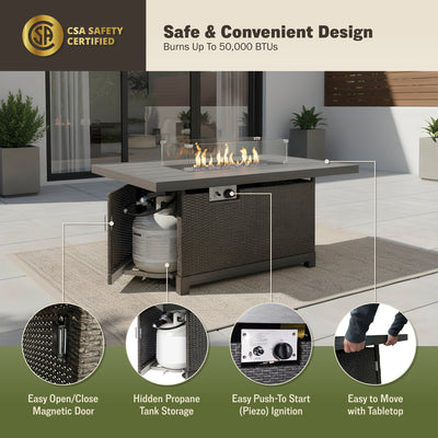Novi 52" Outdoor Propane Fire Pit Table For Patio