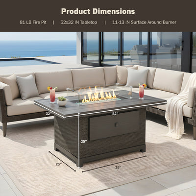 Novi 52" Outdoor Propane Fire Pit Table For Patio