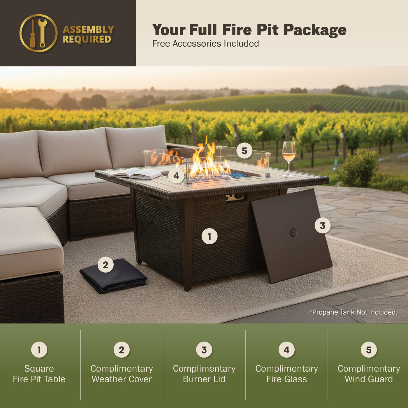 Ethan 42" Outdoor Fire Pit Table for Patio