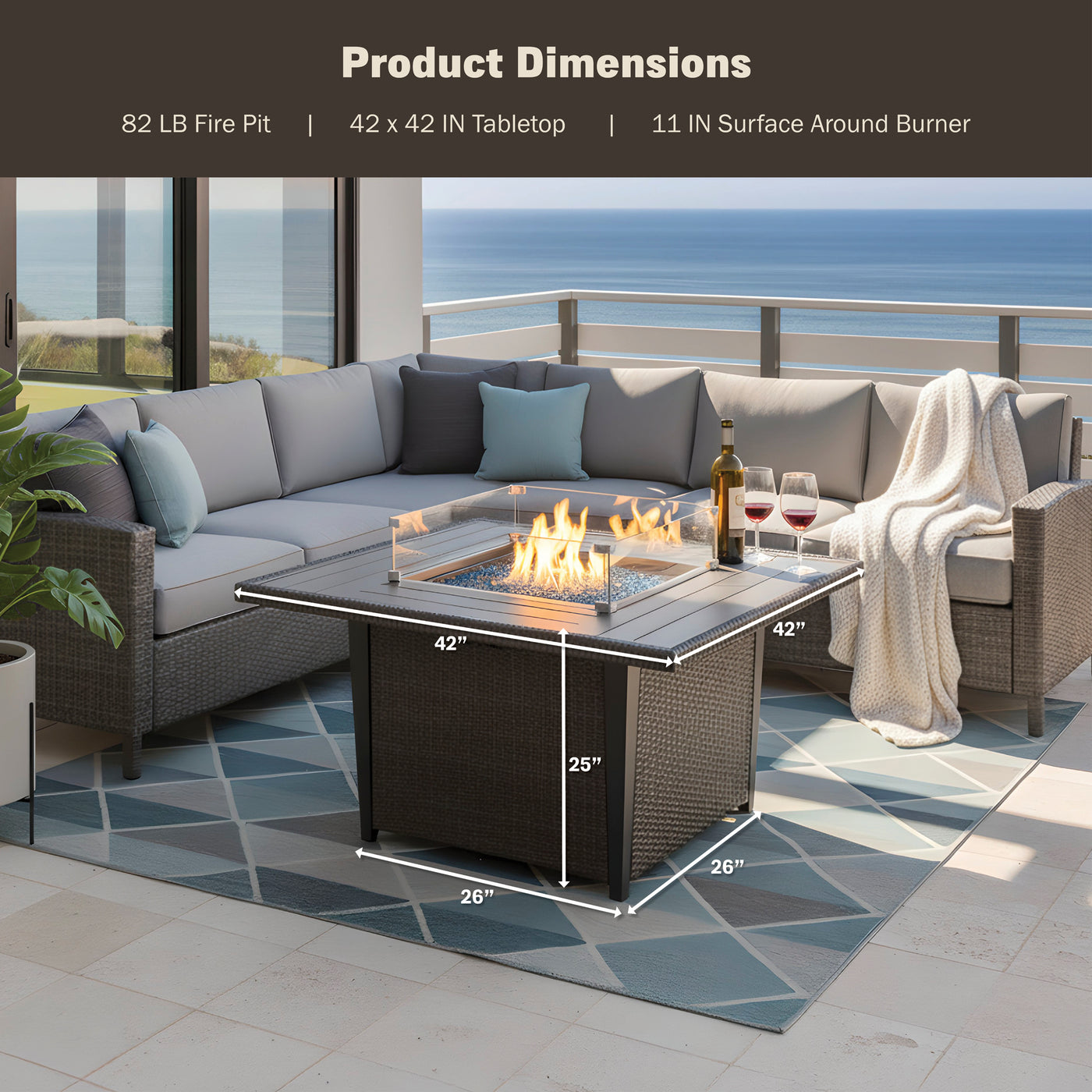 Ethan 42" Outdoor Fire Pit Table for Patio