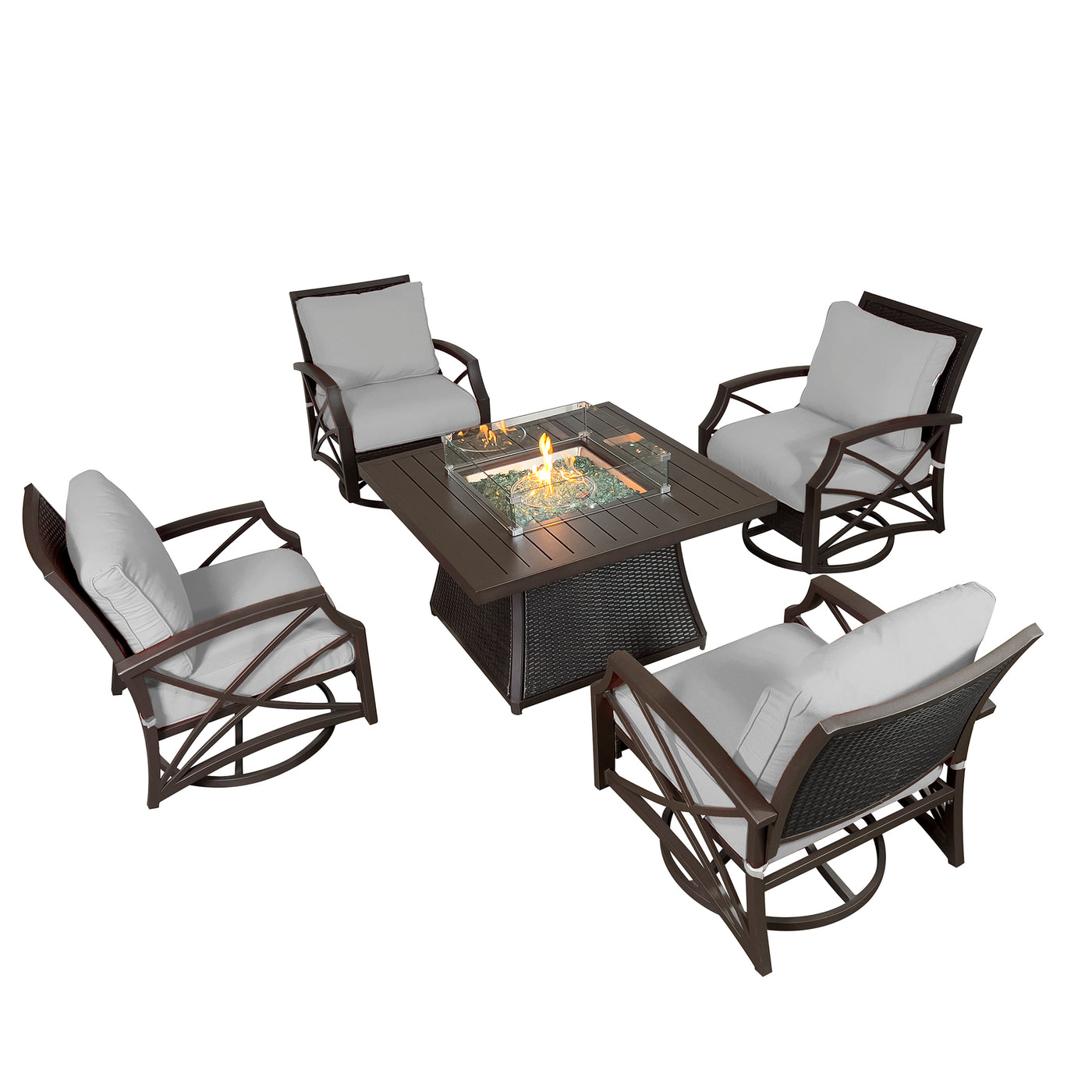 Uri 5-Piece Outdoor Fire Pit Table Set for Patio