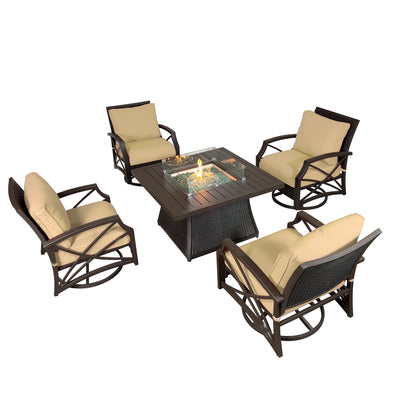 Uri 5-Piece Outdoor Fire Pit Table Set for Patio