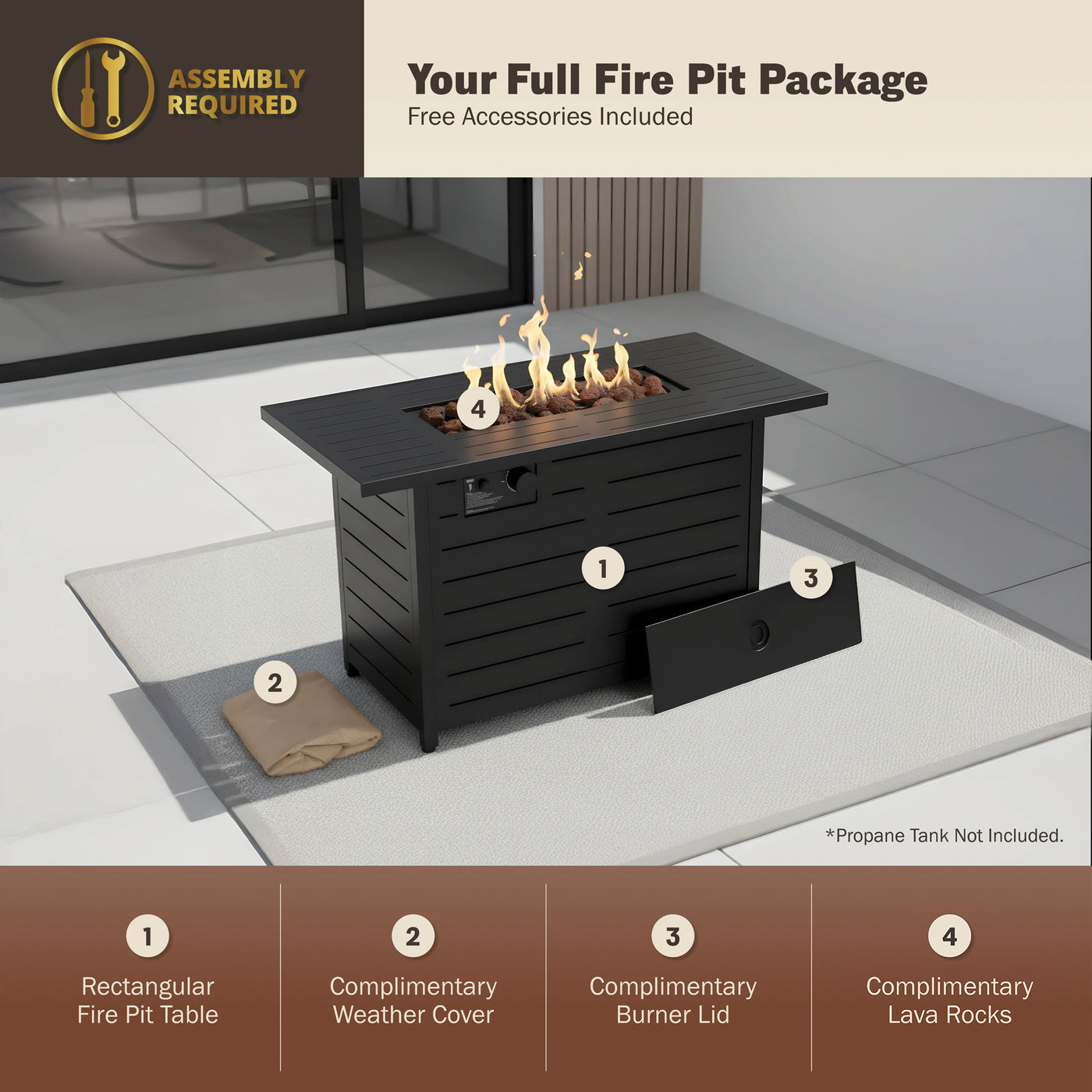 Ore 42" Outdoor Fire Pit Table for Patio