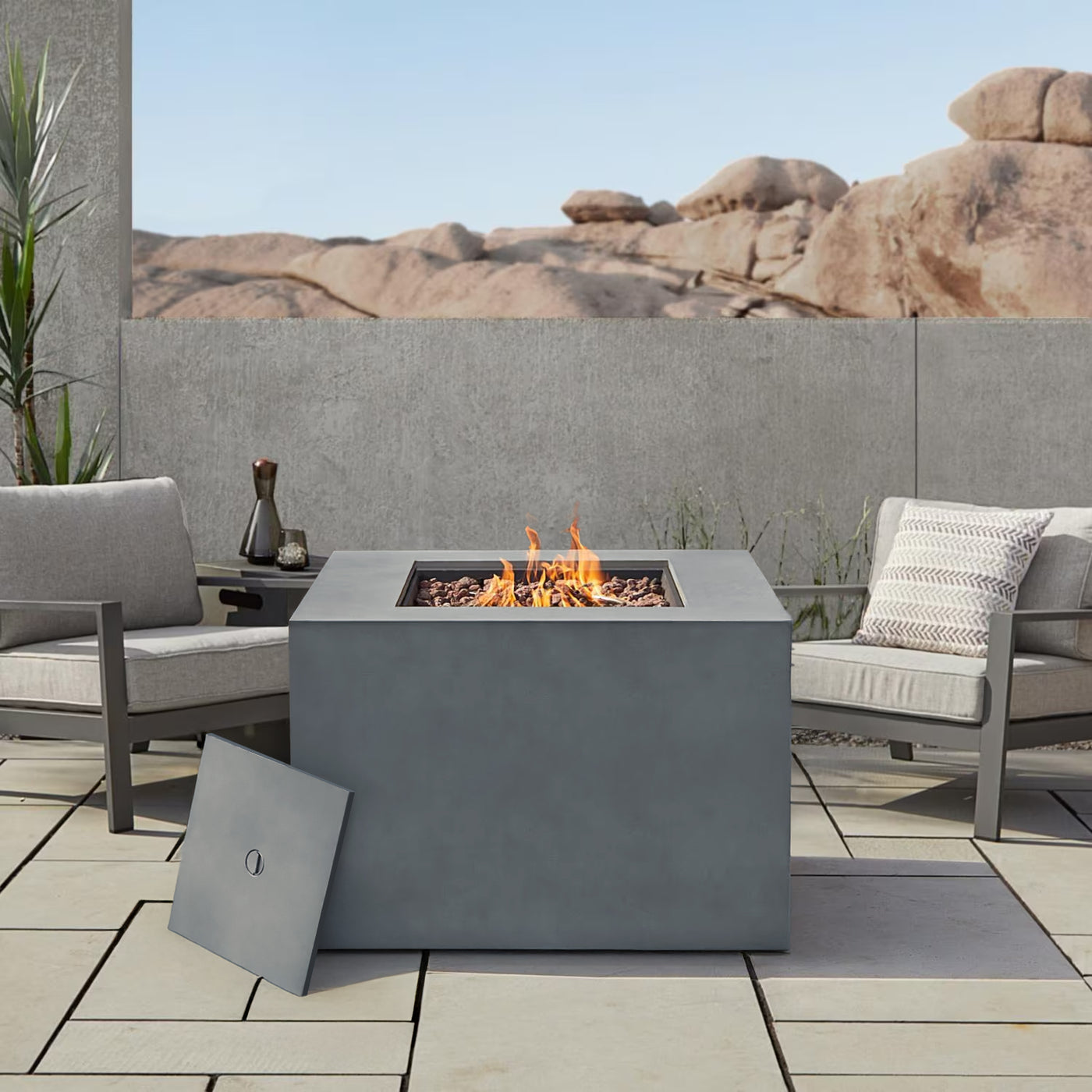 Kai 32" Outdoor Alloy Steel Fire Pit Table for Patio