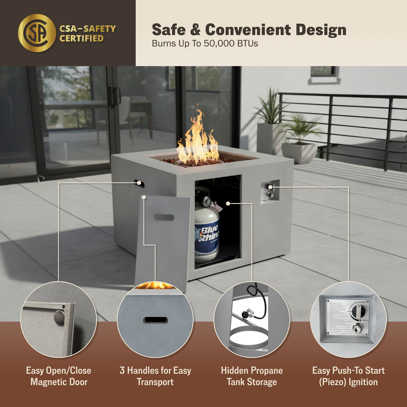 Kai 32" Outdoor Alloy Steel Fire Pit Table for Patio