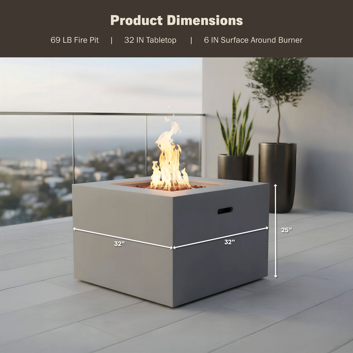 Kai 32" Outdoor Alloy Steel Fire Pit Table for Patio