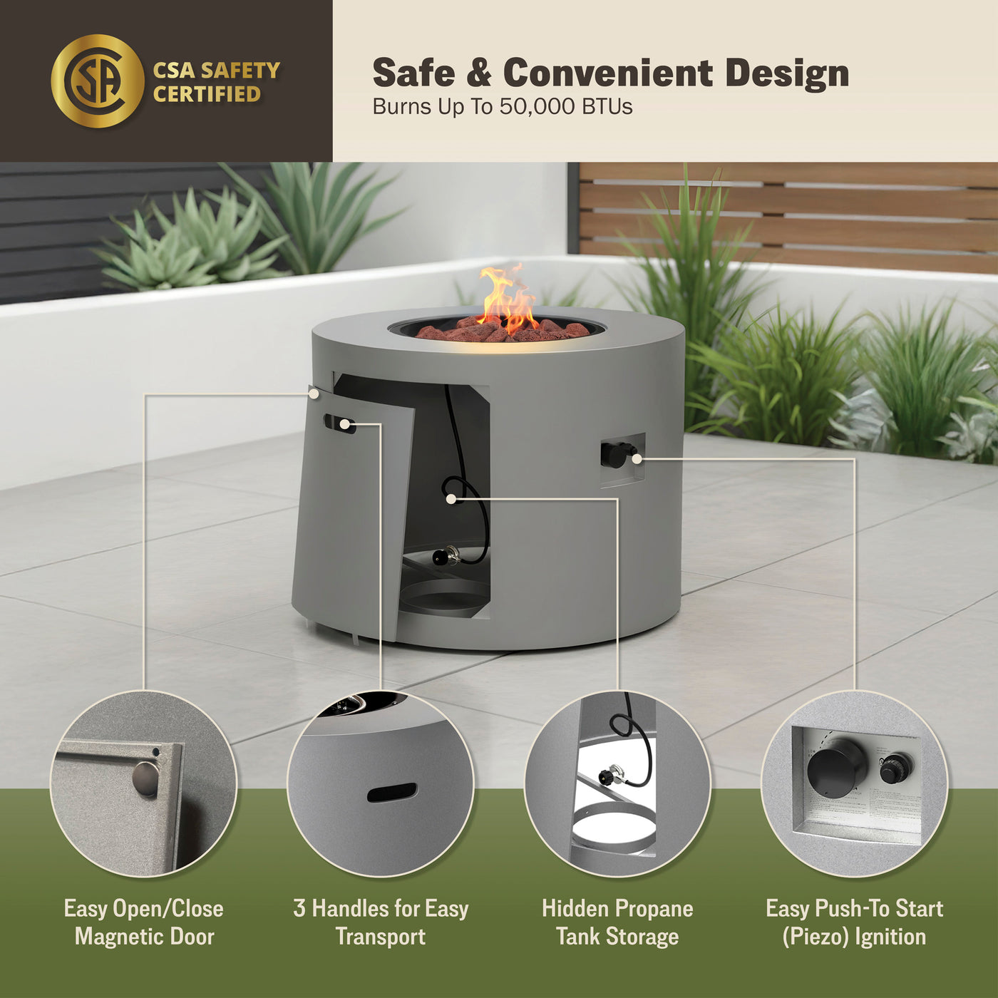 Loren 32" Outdoor Alloy Steel Fire Pit Table for Patio