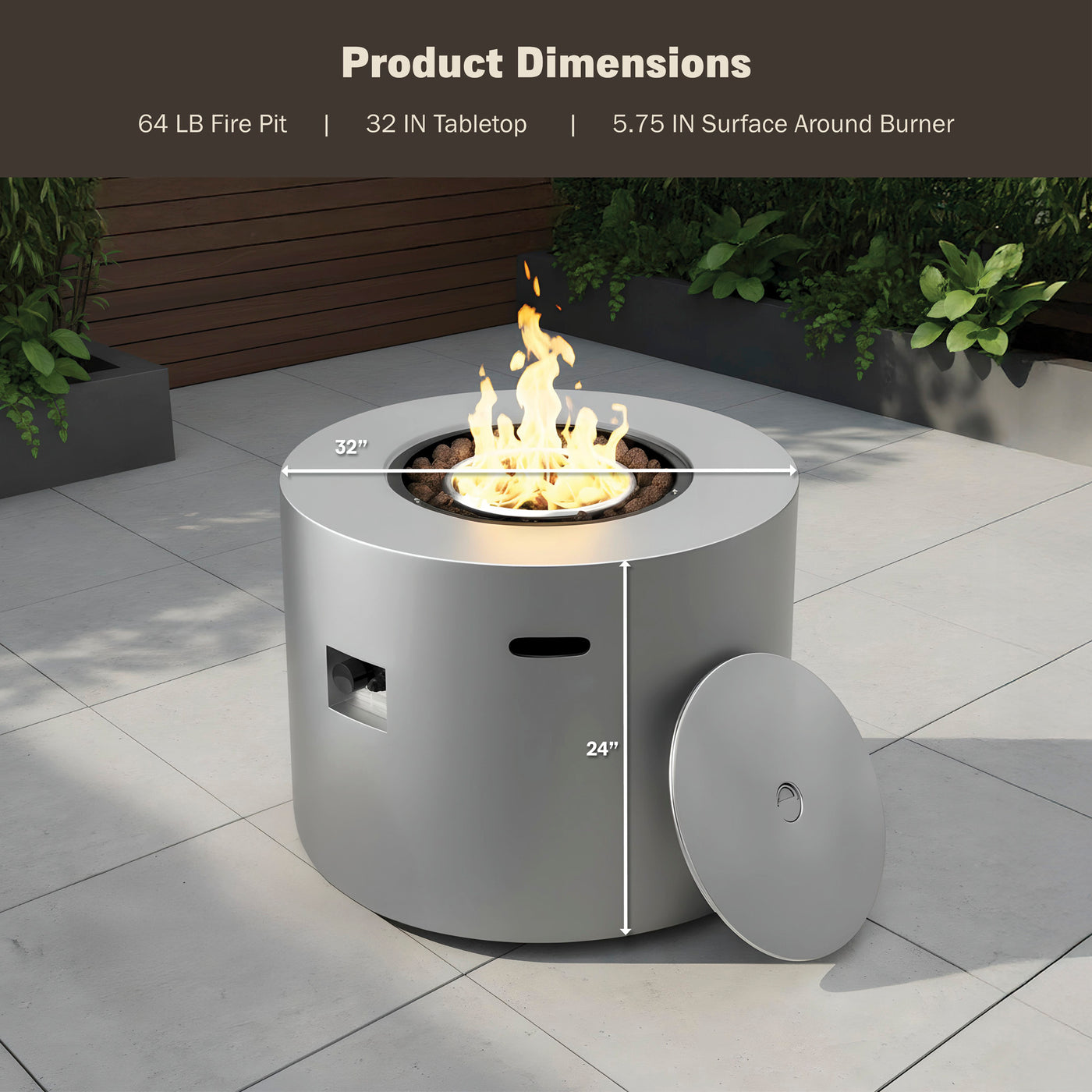 Loren 32" Outdoor Alloy Steel Fire Pit Table for Patio