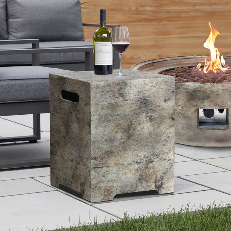 Stonebridge Concrete Side Table with Propane Tank Storage