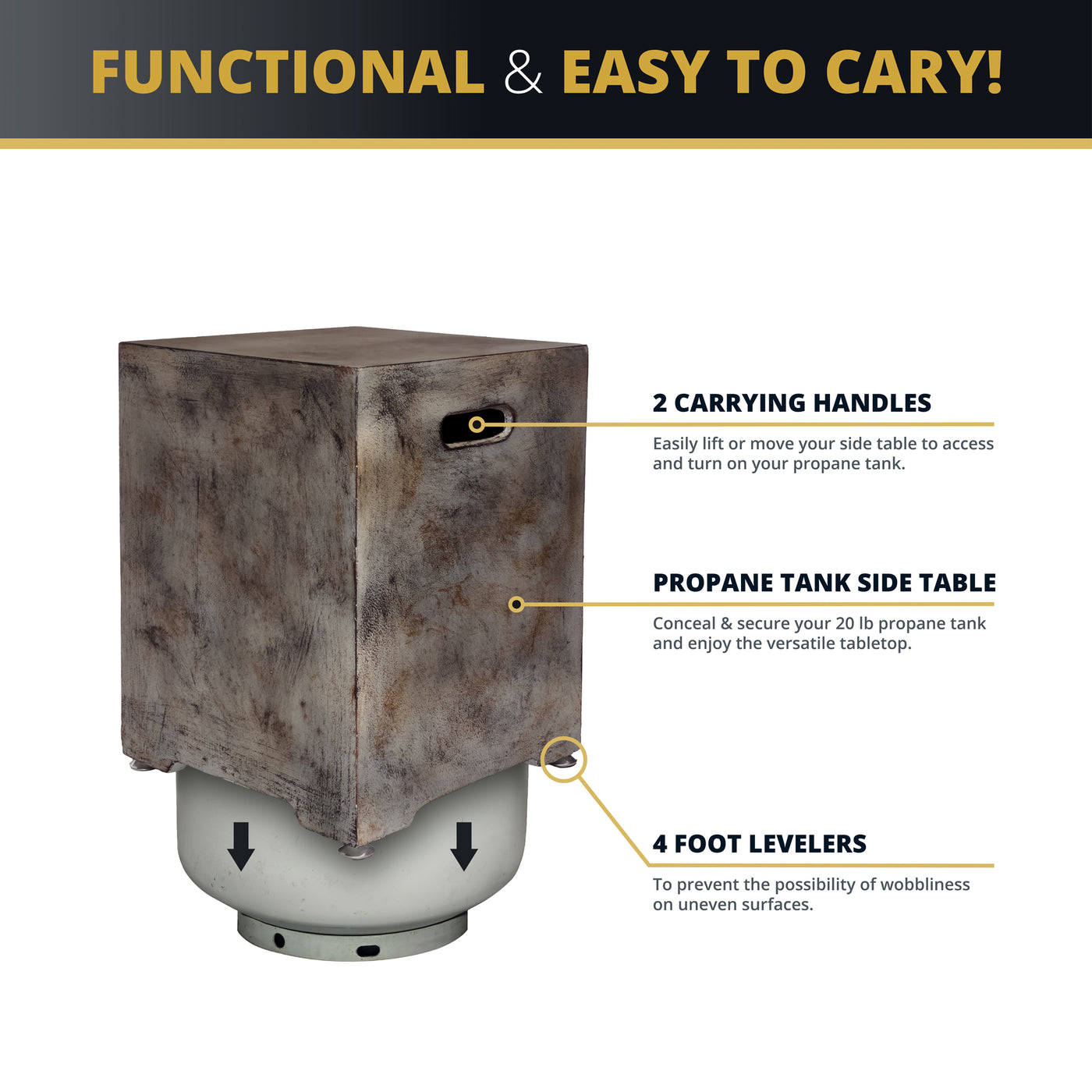 Stonebridge Concrete Side Table with Propane Tank Storage