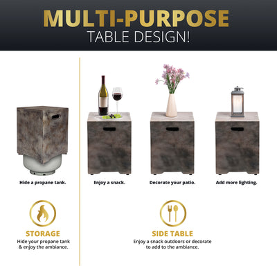 Stonebridge Concrete Side Table with Propane Tank Storage