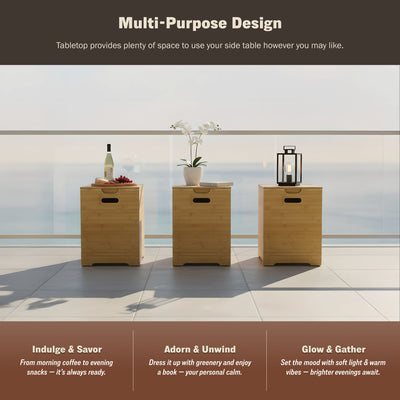 Harmony Bamboo Side Table with Propane Tank Storage