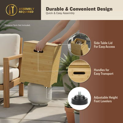 Harmony Bamboo Side Table with Propane Tank Storage