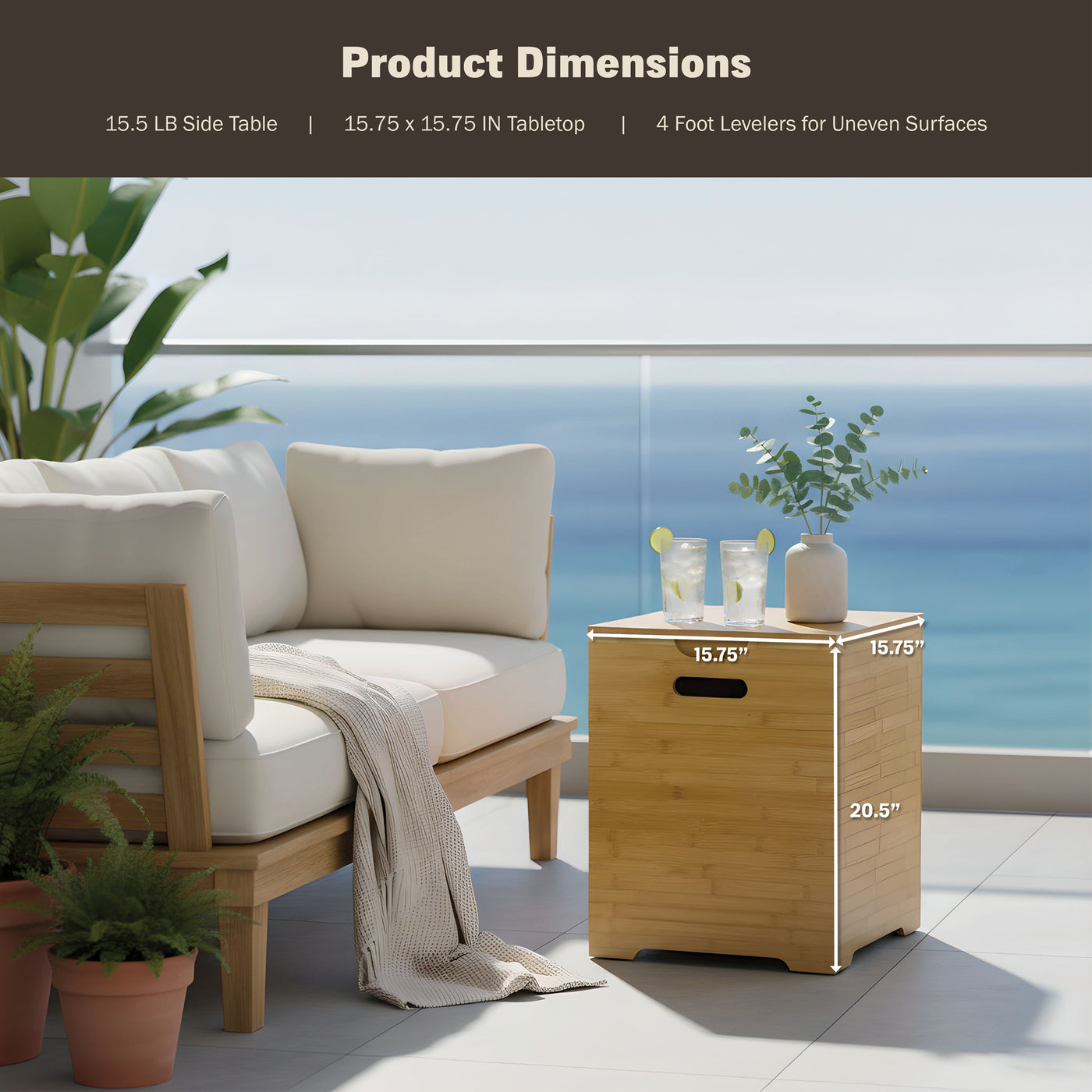 Harmony Bamboo Side Table with Propane Tank Storage