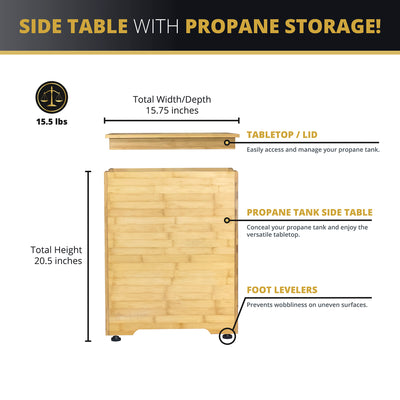 Harmony Bamboo Side Table with Propane Tank Storage
