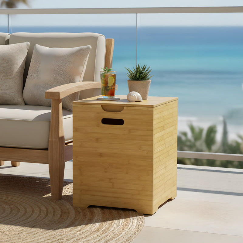 Harmony Bamboo Side Table with Propane Tank Storage