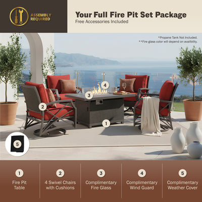Novi 5-Piece Outdoor Fire Pit Table Set for Patio